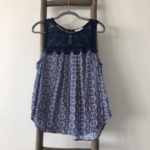 Ella Moss Blue And Orange Patterned Shirt Size L